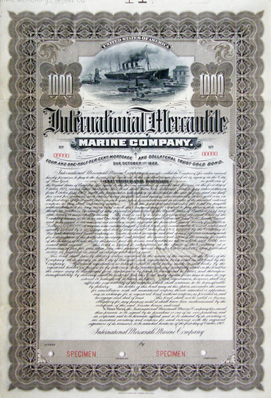 «International Mercantile Marine, 1902 Specimen bond»